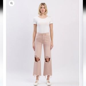 Vervet July Song High-rise‎ 90's Vintage Crop Flare Jeans Rose Pink Size 26